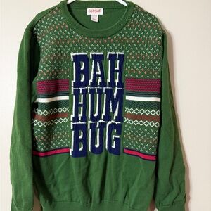 Cat & Jack Green Festive Sweater Bah Hum Bug Ugly Sweater Boy’s Size M 7/8